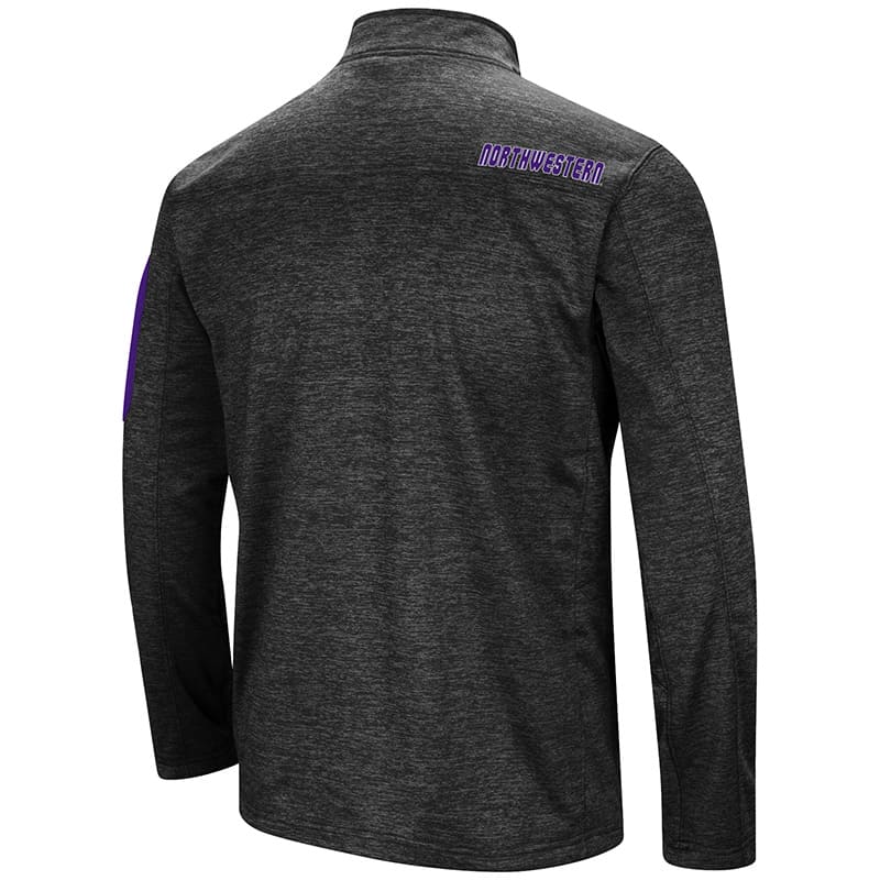 Northwestern University Wildcats Colosseum Men's Black/Purple Glacier Full Zip Jacket with Stylized N Design-Back