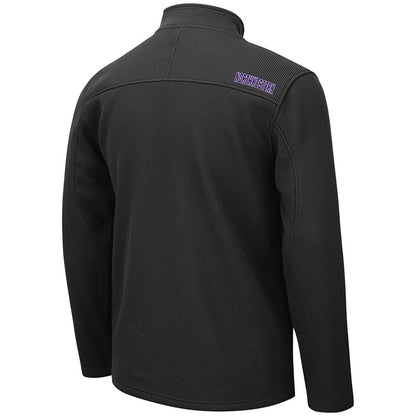 Northwestern University Wildcats Colosseum Men's Willie Full Zip Black Jacket with Stylized N Design-Back