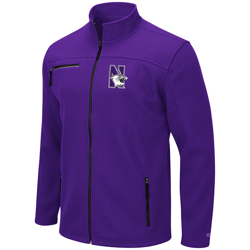 Northwestern University Wildcats Colosseum Men's Willie Full Zip Purple Jacket with N-Cat Design
