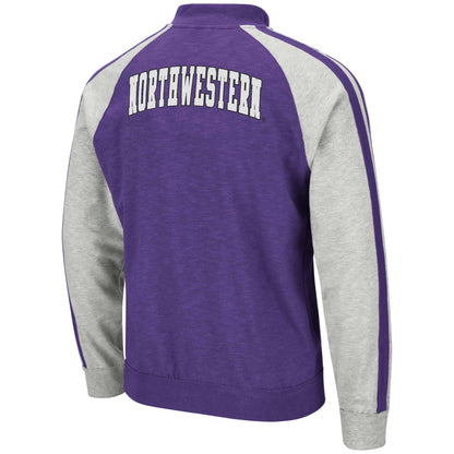 Northwestern University Wildcats Colosseum Men's Middle Brooks Full Zip Fleece Jacket in Heather Purple-2