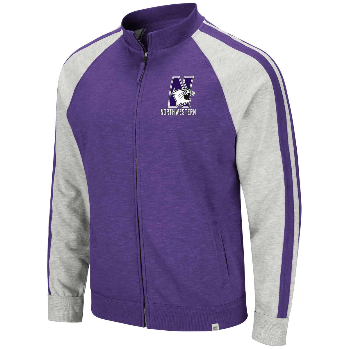 Northwestern University Wildcats Colosseum Men's Middle Brooks Full Zip Fleece Jacket in Heather Purple-2