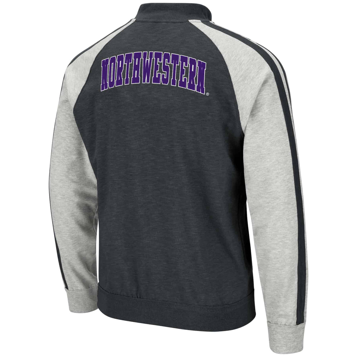 Northwestern University Wildcats Colosseum Men's Middle Brooks Full Zip Fleece Jacket in Heather Black-2