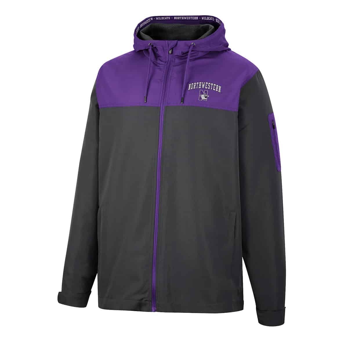 Northwestern University Wildcats Colosseum Men's Staff Hooded Windbreaker
