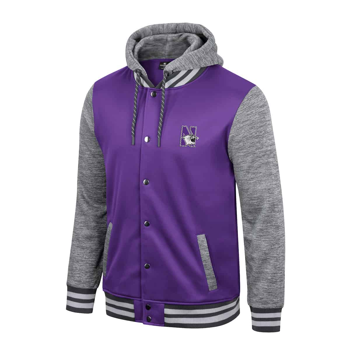 Northwestern University Wildcats Colosseum Men’s Robinson Snap Up Hooded Jacket