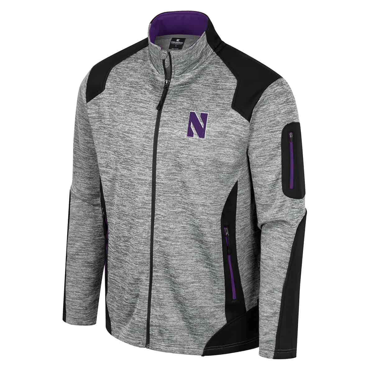 Northwestern University Wildcats Colosseum Men's Silberman Full Zip Color Block Jacket