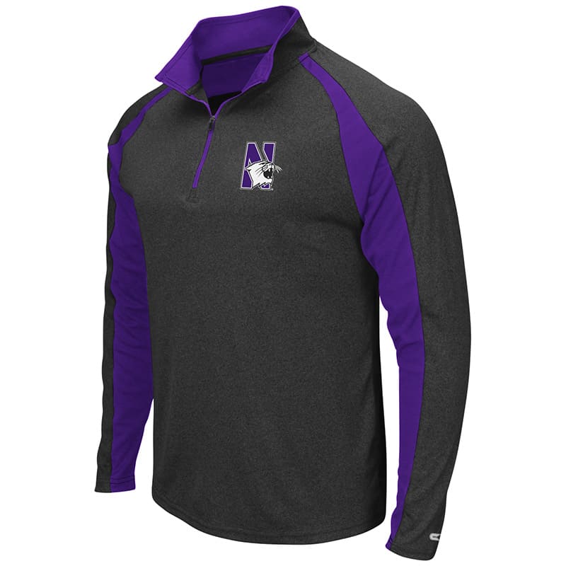 Northwestern University Wildcats Colosseum Men's Heather Purple / Black The J. Peterman Windshirt with N-Cat Design