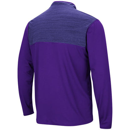 Northwestern University Wildcats Colosseum Men's Purple / Heather Purple Savoy 1/4 Zip Windshirt with Stylized N Design-Back