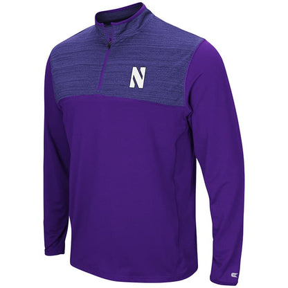 Northwestern University Wildcats Colosseum Men's Purple / Heather Purple Savoy 1/4 Zip Windshirt with Stylized N Design
