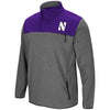 Northwestern University Wildcats Colosseum Men's Heather Charcoal/Purple You Can Do It 1/2 Snap Fleece Jacket with Stylized N Design
