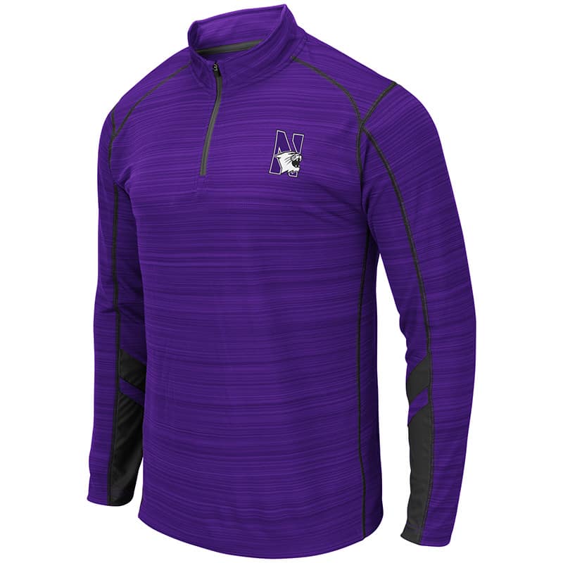 Northwestern University Wildcats Colosseum Men's Purple/Black Suva 1/4 Zip Windshirt with N-Cat Design