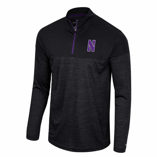Northwestern University Wildcats Colosseum Men's Black Positraction 1/4 Zip Windshirt