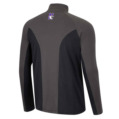 Northwestern University Wildcats Colosseum Men's Black Two Yutes 1/4 Zip Windshirt - Back Side