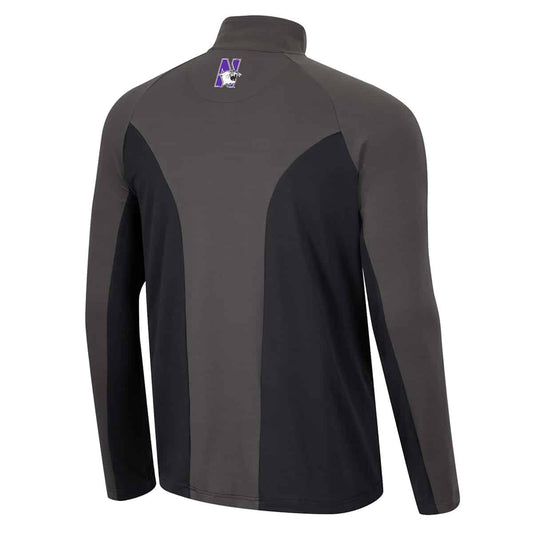 Northwestern University Wildcats Colosseum Men's Black Two Yutes 1/4 Zip Windshirt - Back Side