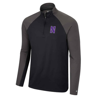 Northwestern University Wildcats Colosseum Men's Black Two Yutes 1/4 Zip Windshirt