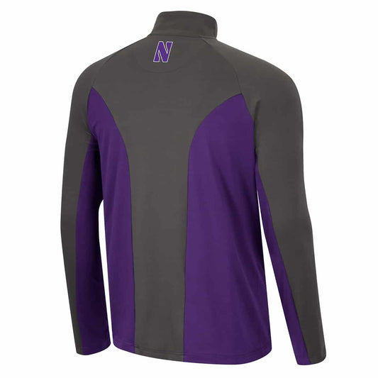 Northwestern University Wildcats Colosseum Men's Purple Two Yutes 1/4 Zip Windshirt - Back Side