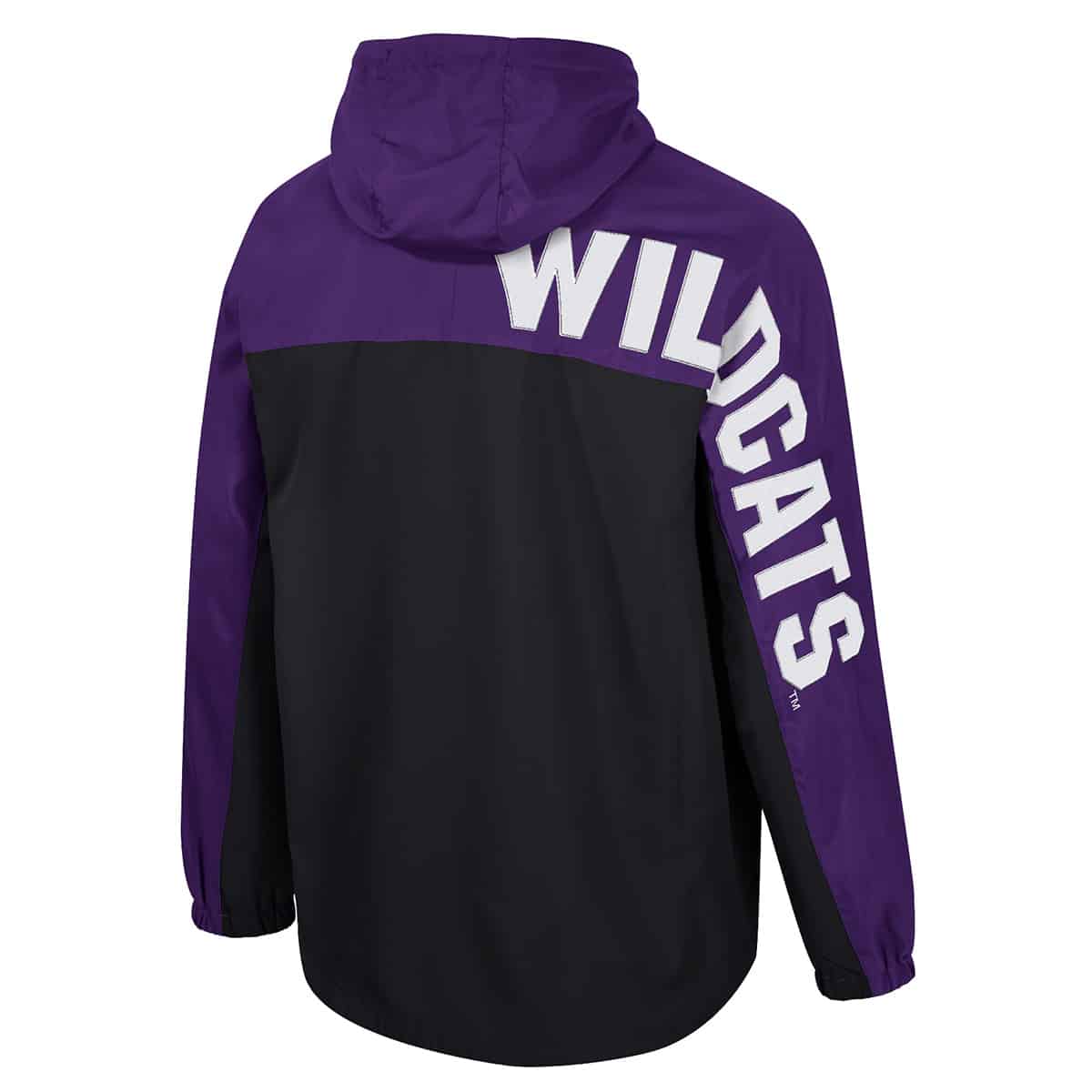 Northwestern University Wildcats Colosseum Men's T1000 1/2 Zip Anorak - Back Side