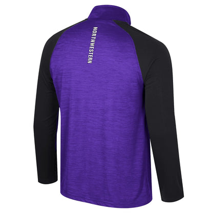 Northwestern University Wildcats Colosseum Men's Langmore 1/4 Zip Purple Windshirt-Back