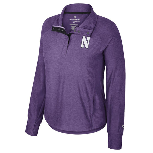 Northwestern University Wildcats Colosseum Ladies Cressida 1/4 Snap Purple Windshirt