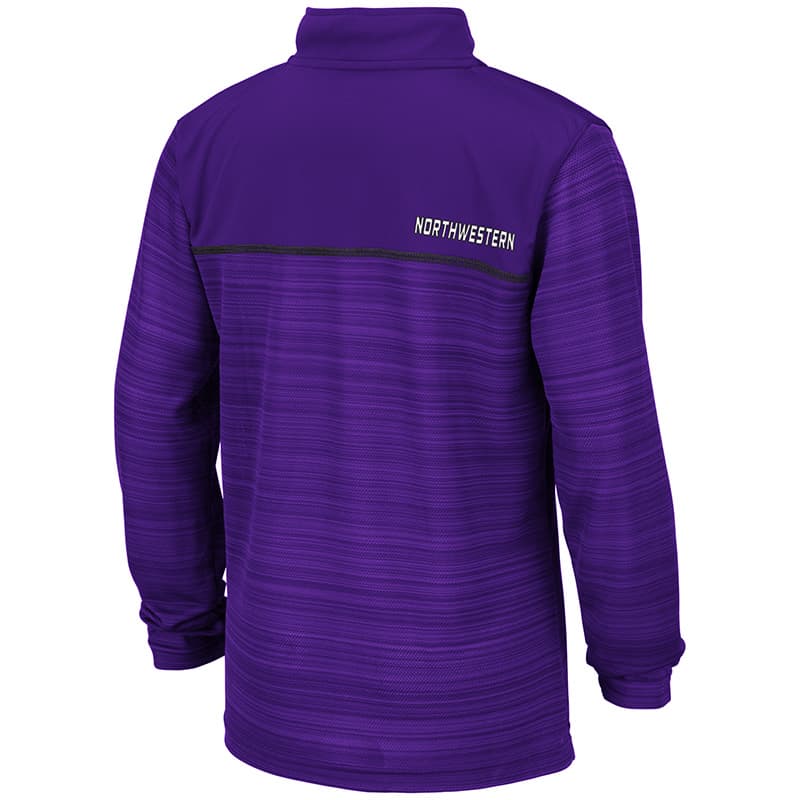 Northwestern University Wildcats Colosseum Youth Purple Salta 1/4 Zip Windshirt with N-Cat Design-Back