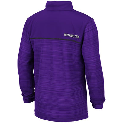 Northwestern University Wildcats Colosseum Youth Purple Salta 1/4 Zip Windshirt with N-Cat Design-Back
