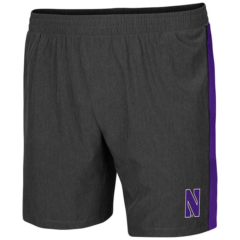 Northwestern University Wildcats Men's Colosseum Heather Charcoal / Purple Spring Training Short with Stylized N Design