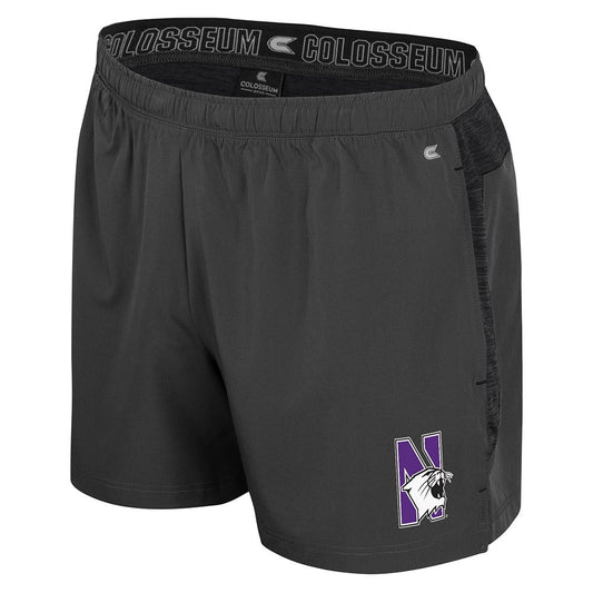 Northwestern University Wildcats Colosseum Men's Theoretical Charcoal/Black Shorts with N-Cat Design