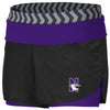 Northwestern University Wildcats Colosseum Ladies Black / Pop Purple Over Me Strepurpleh Woven Shorts with N-Cat Design