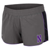 Northwestern University Wildcats Colosseum Ladies Black Stripe Pull The Switch Running Short
