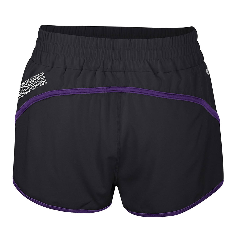 Northwestern University Wildcats Colosseum Women's Marina Woven Black Shorts-back