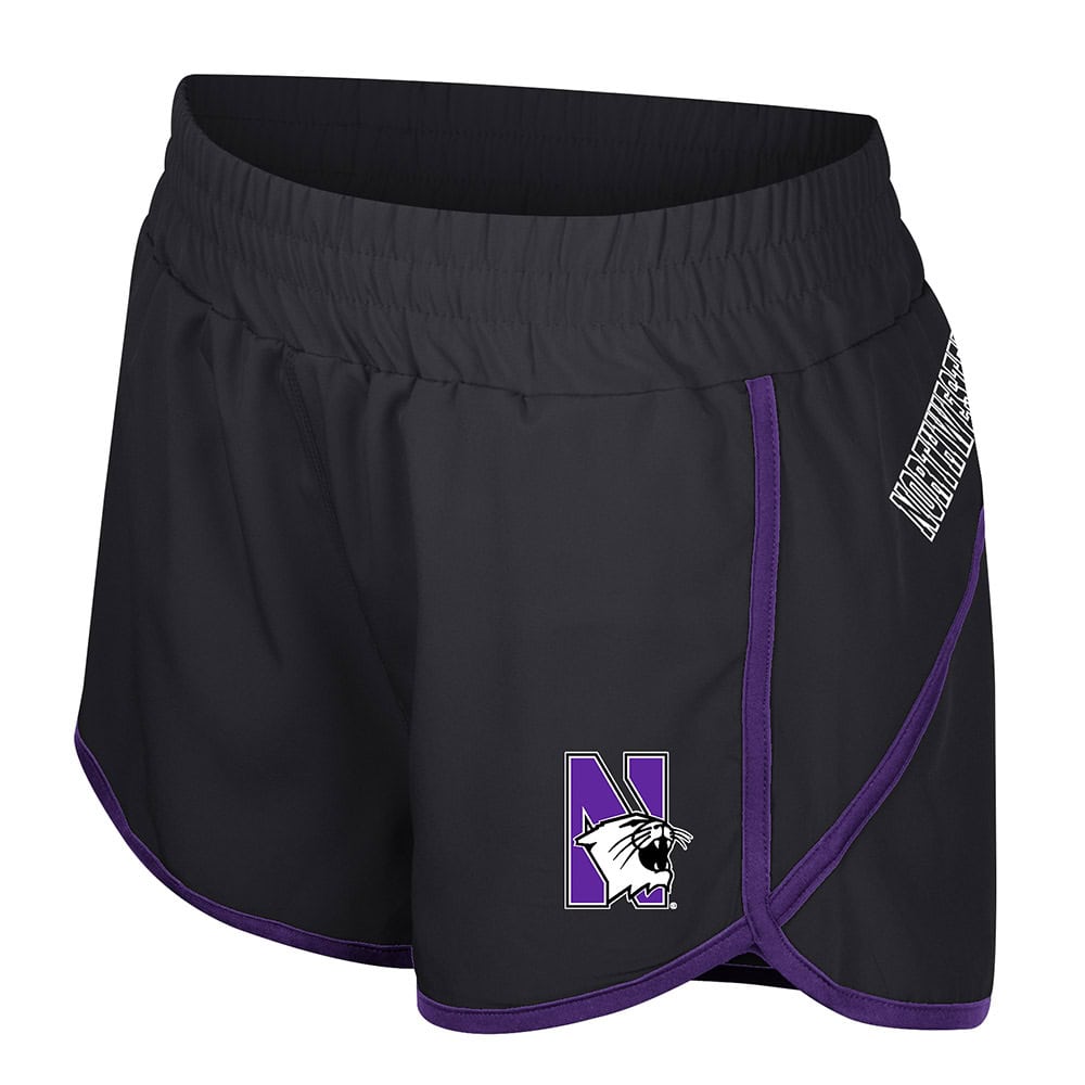 Northwestern University Wildcats Colosseum Women's Marina Woven Black Shorts