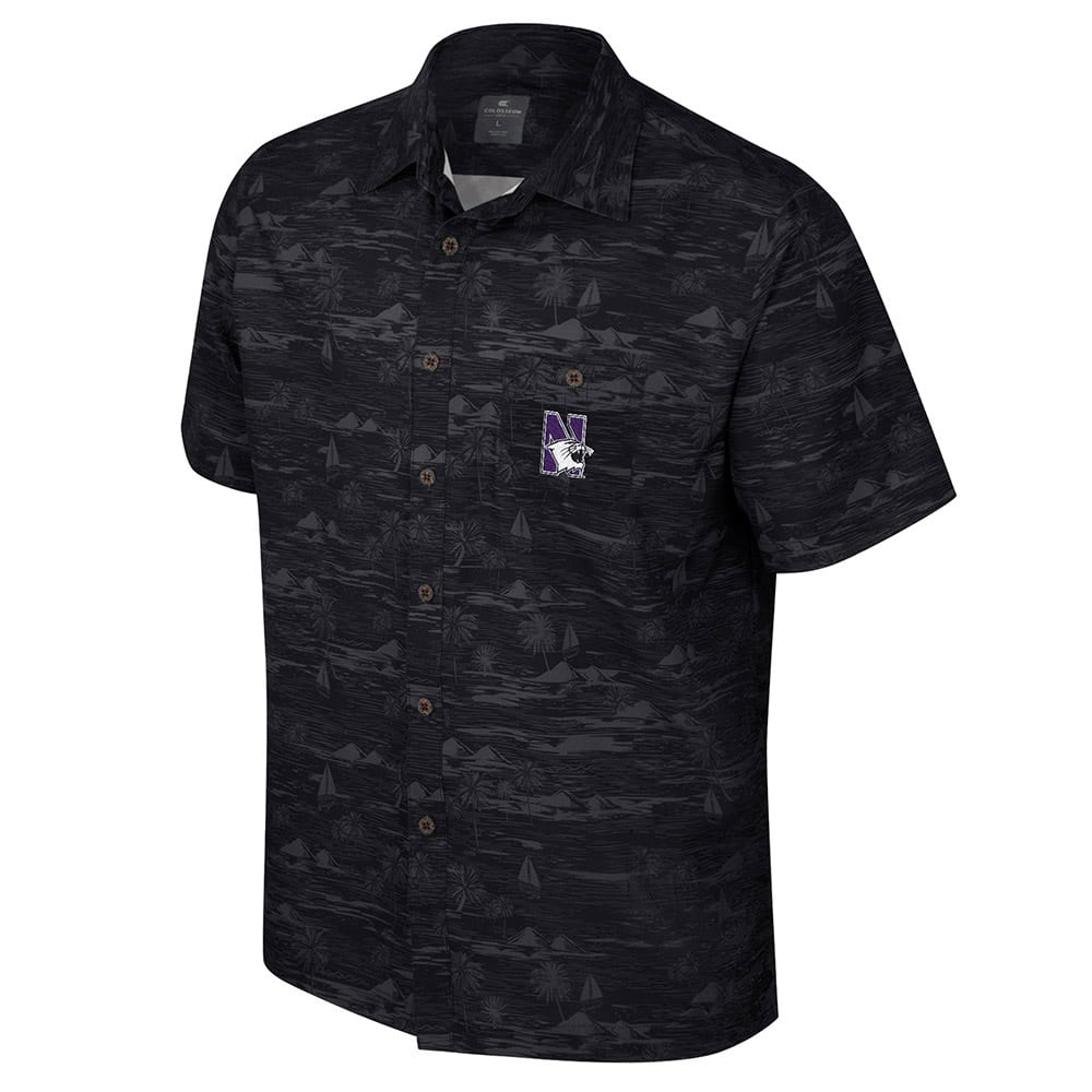 Northwestern University Wildcats Colosseum Men's Ozark Black Camp Shirt
