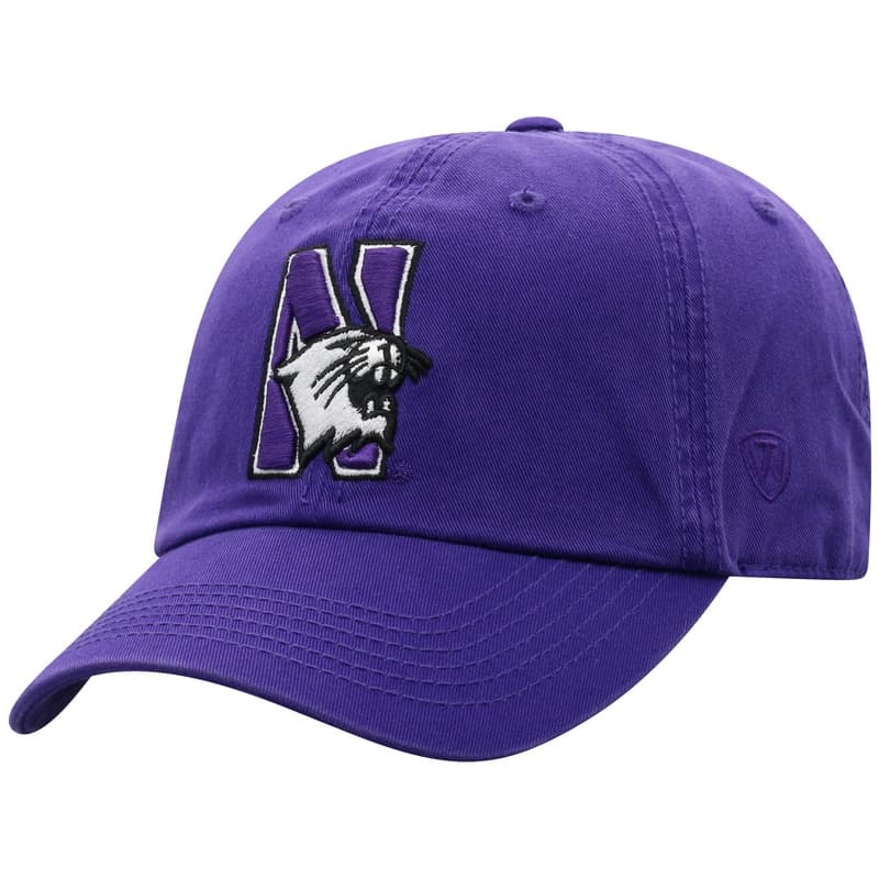 Northwestern University Wildcats Top Of The World Unconstructed Purple Twill Hat with N-Cat Design