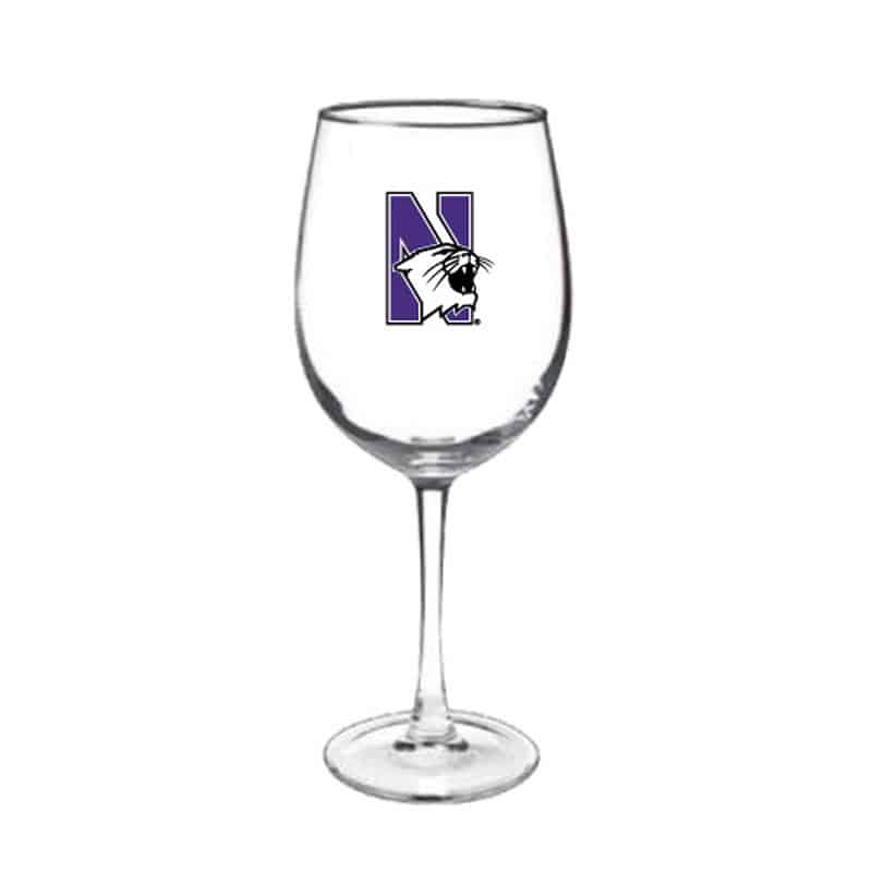 Northwestern Wildcats 12 oz. Connoisseur Wine Glass with N-Cat Design