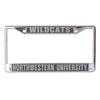 Northwestern University Wildcats Chrome License Plate Frame with Laser Cut Acrylic Carbon Insert with Wildcats & Northwestern University Mirror White Insert