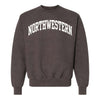 Northwestern University Wildcats Men's MV Pro-Weave Super-Heavy Charcoal Crewneck Sweatshirt with One Color Arch Design