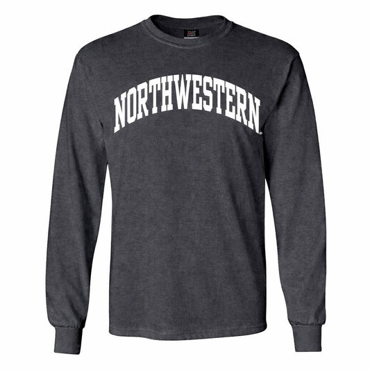 Northwestern University Wildcats Men's MV Charcoal Classic Long Sleeve Tee with One Color Arch Design