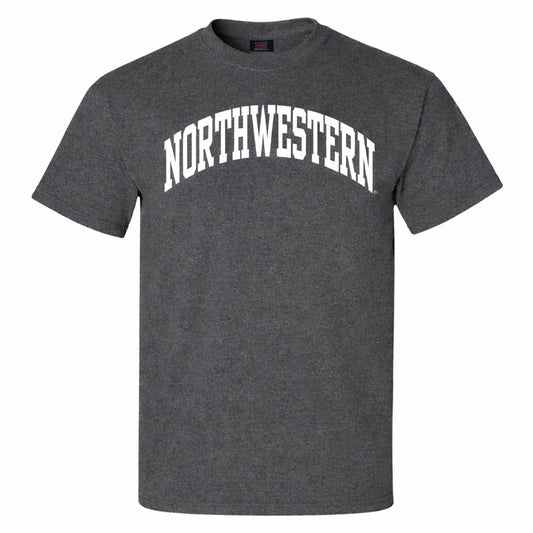 Northwestern University Wildcats Men's MV Charcoal Classic Tee with One Color Arch Design