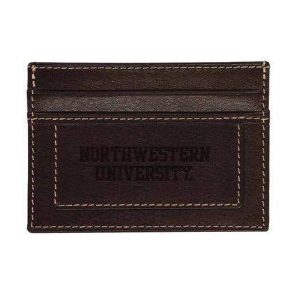 Northwestern University Wildcats Chestnut Brown Sierra Genuine Leather Card Holder