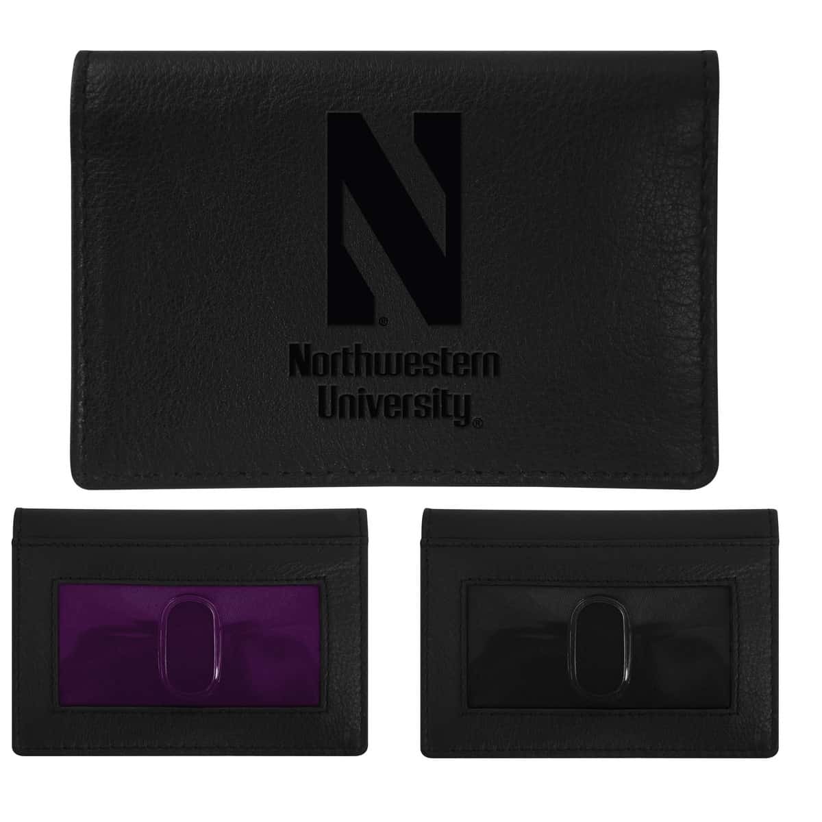 Northwestern University Wildcats Black/Purple Color Block Leather ID Wallet