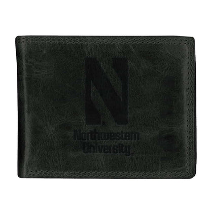 Northwestern University Wildcats Black Onyx Westbridge Genuine Leather Billfold Wallet