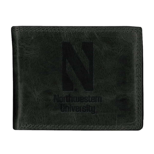 Northwestern University Wildcats Black Onyx Westbridge Genuine Leather Billfold Wallet