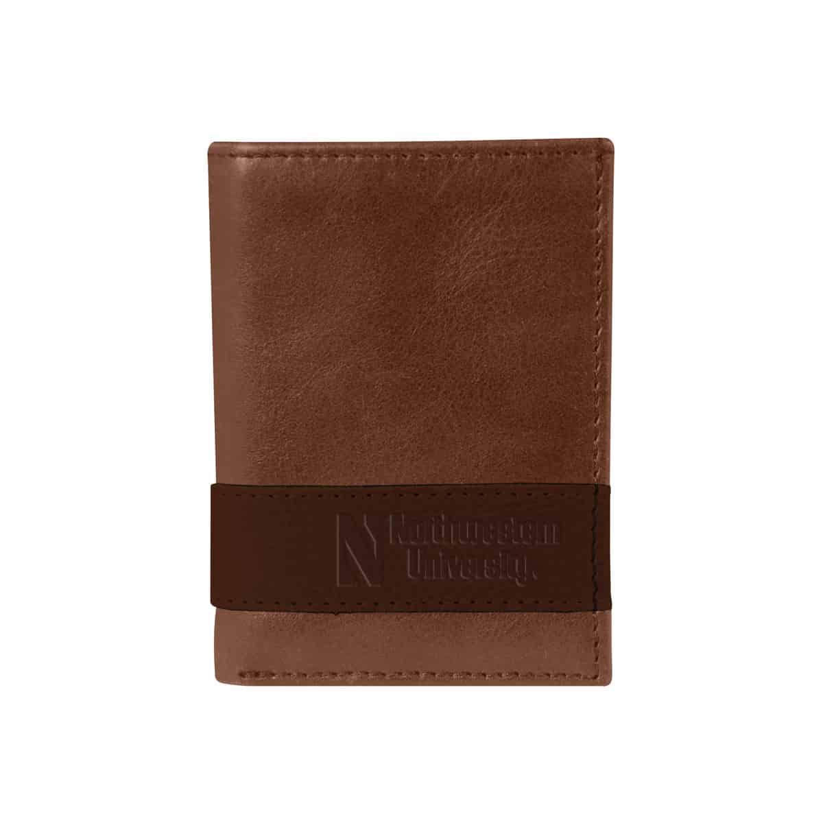 Northwestern University Wildcats Westbridge Tan/Cognac Two Tone Genuine Leather Trifold Wallet