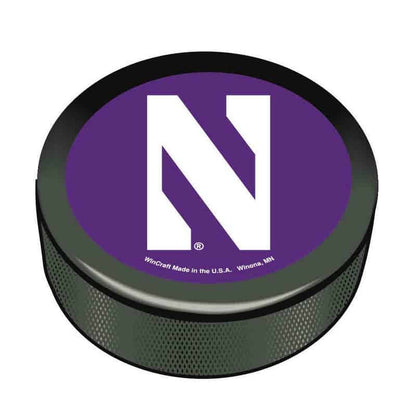 Northwestern Wildcats Hockey Puck with Stylized N Design