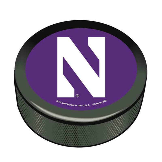 Northwestern Wildcats Hockey Puck with Stylized N Design