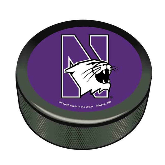 Northwestern Wildcats Hockey Puck with N-Cat Design