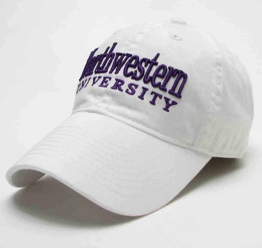 Northwestern University Wildcats Legacy Unconstructed Adjustable White Hat with Straight Northwestern University Design