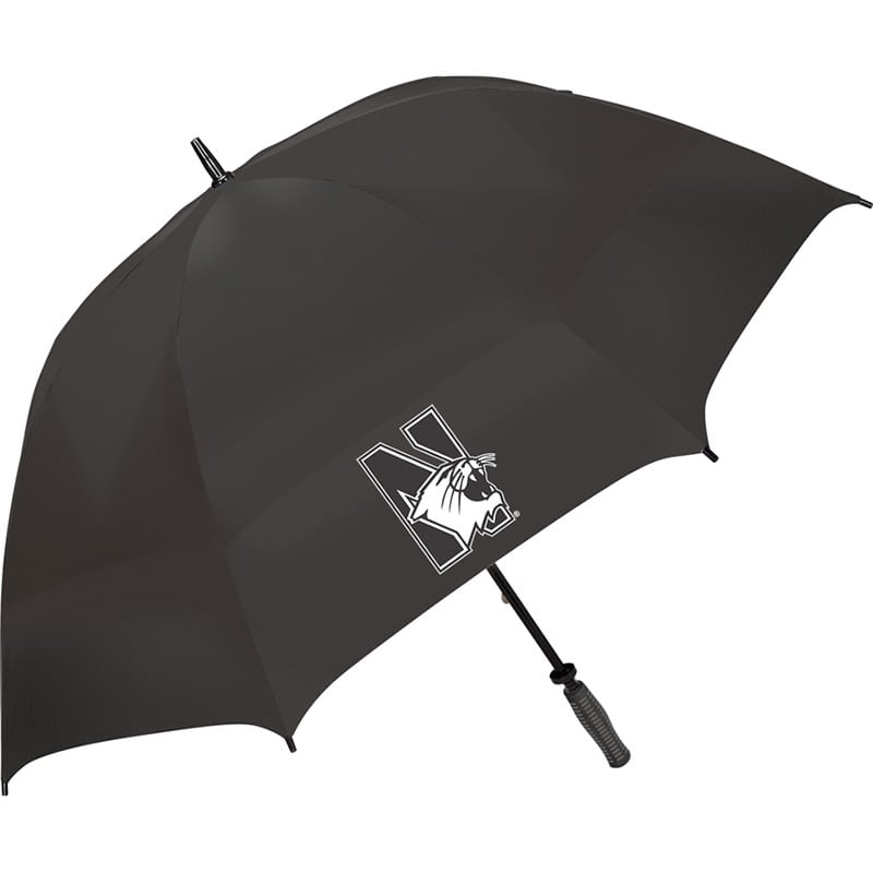 Northwestern University Wildcats 68" Supersized Solid Black Vented Golf Umbrella-2