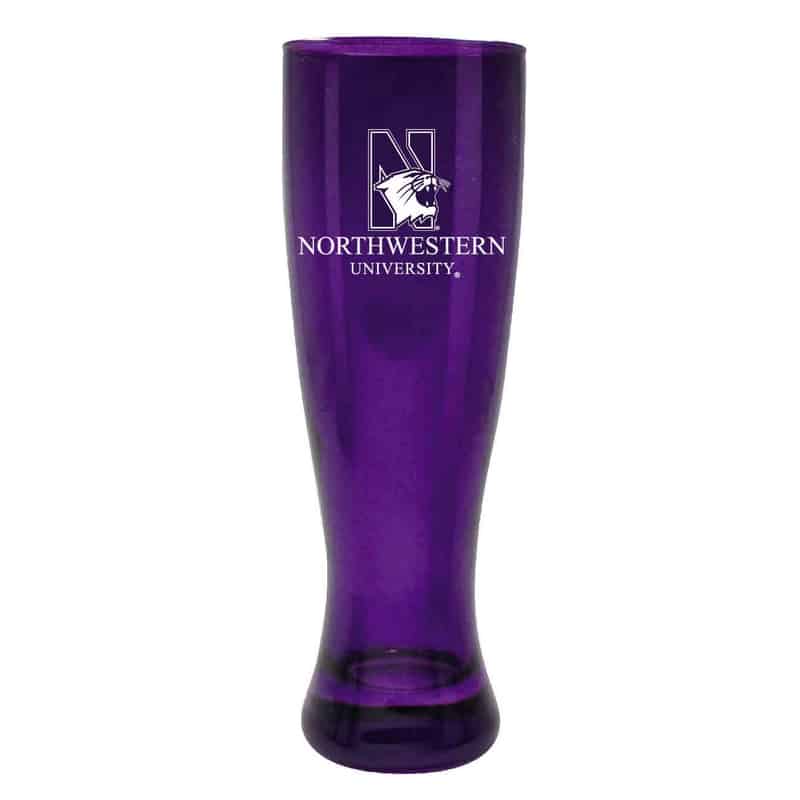 Northwestern University Wildcats 16 oz. Purple Glass Pilsner With N-Cat Design