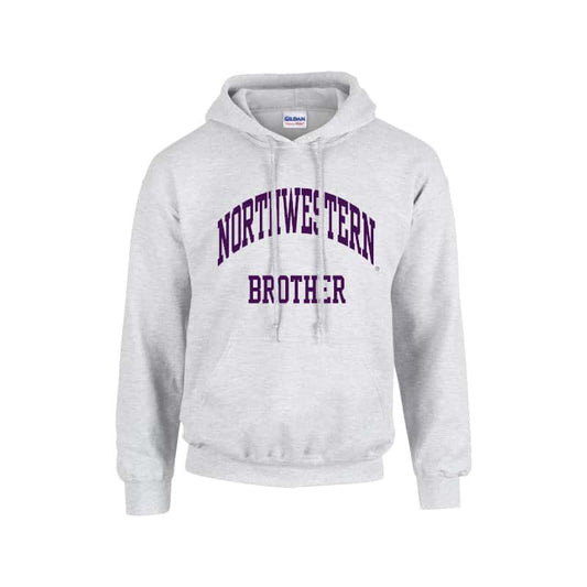 Northwestern University Wildcats Light Grey Hooded Sweatshirt With Brother Design