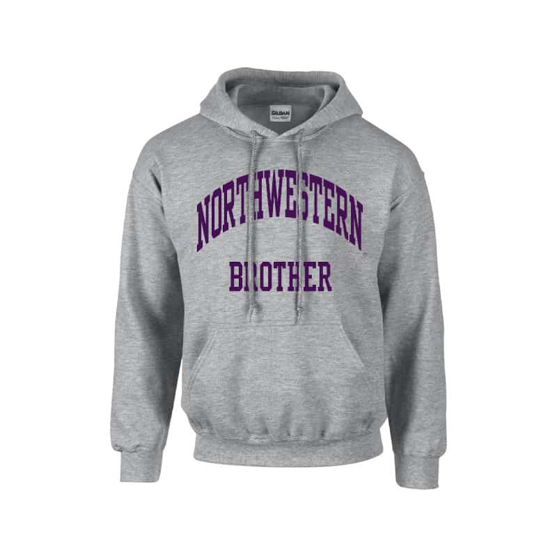 Northwestern University Wildcats Dark Grey Hooded Sweatshirt With Brother Design